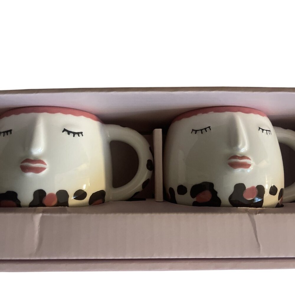 Lang Espresso Set of 4 Woman's Face New Hand Painted Ladies Face Coffee Cup Mug - Picture 16 of 16